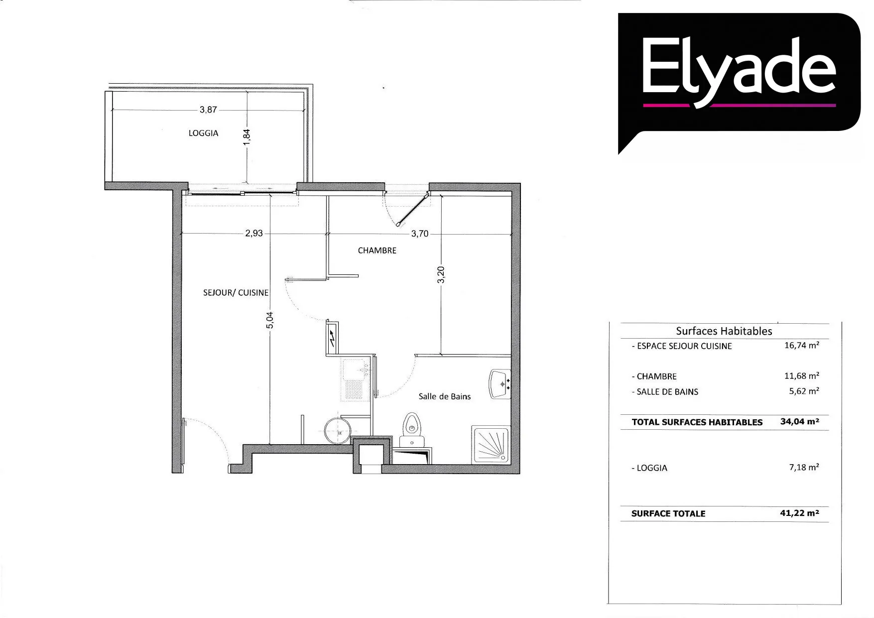 Appartement T2 à vendre à Montpellier, 33,96 m² avec parking privé 