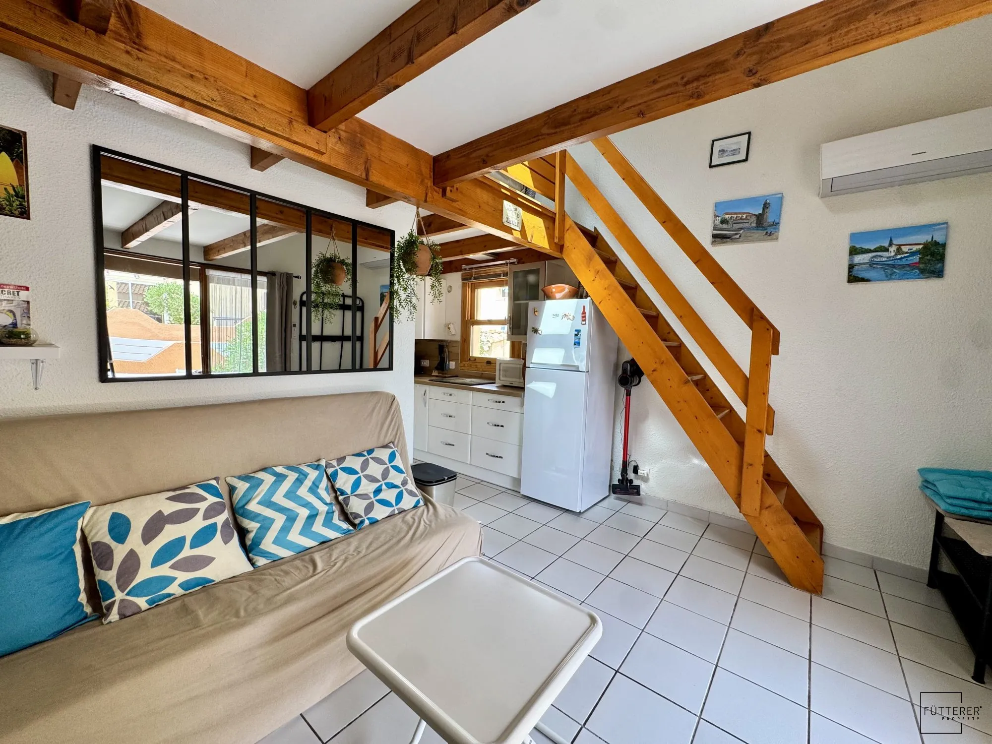 Pavillon 2 pièces avec mezzanine, vue mer, piscine, Narbonne-Plage 