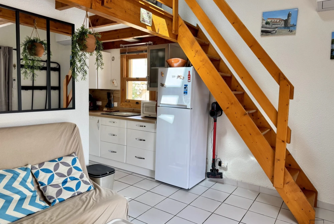 Pavillon 2 pièces avec mezzanine, vue mer, piscine, Narbonne-Plage 