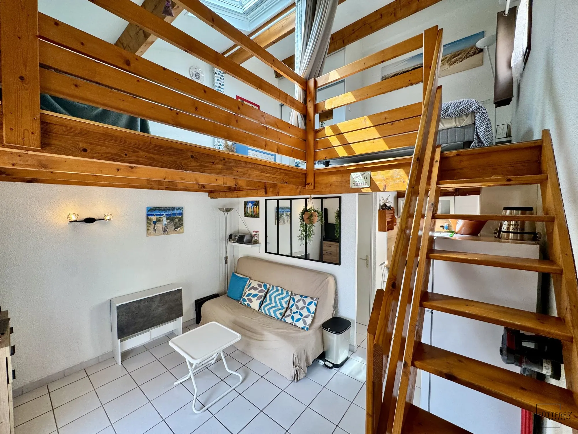 Pavillon 2 pièces avec mezzanine, vue mer, piscine, Narbonne-Plage 