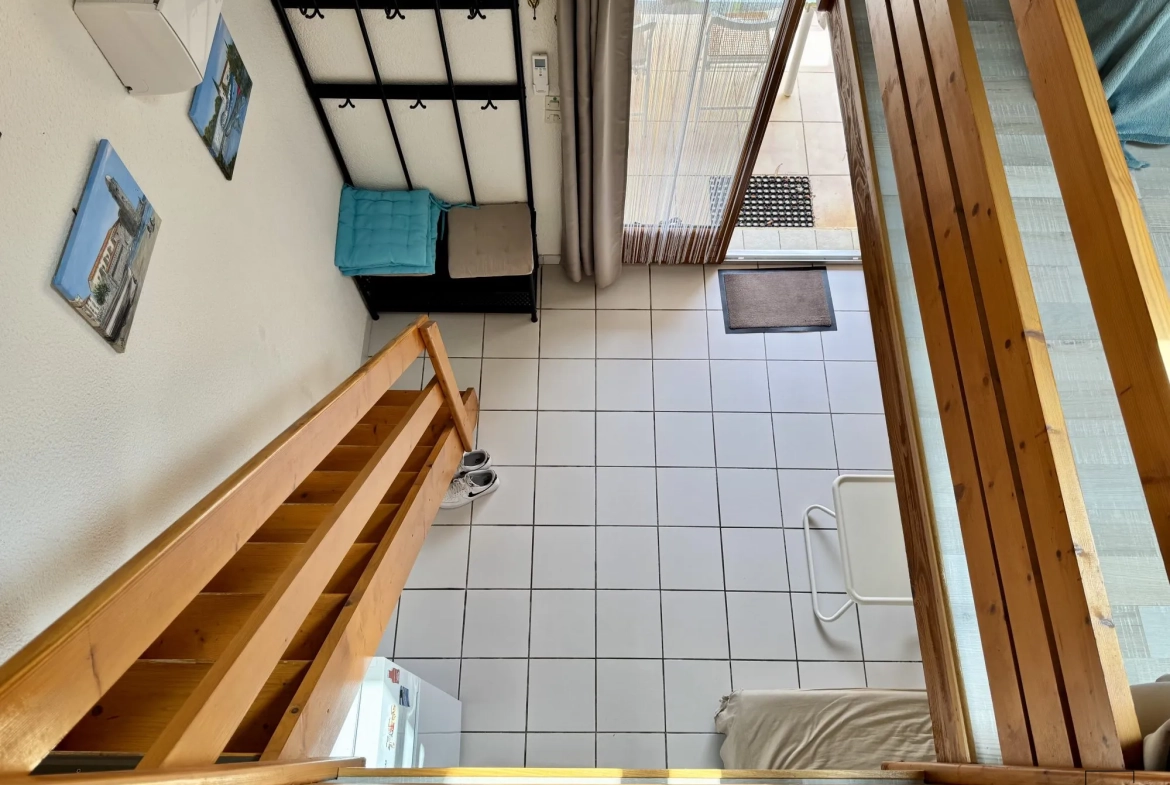 Pavillon 2 pièces avec mezzanine, vue mer, piscine, Narbonne-Plage 