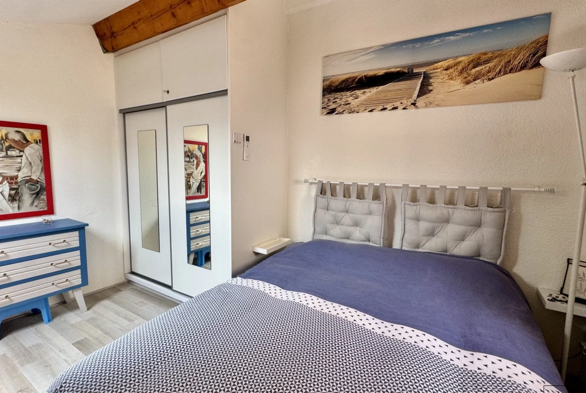 Pavillon 2 pièces avec mezzanine, vue mer, piscine, Narbonne-Plage 