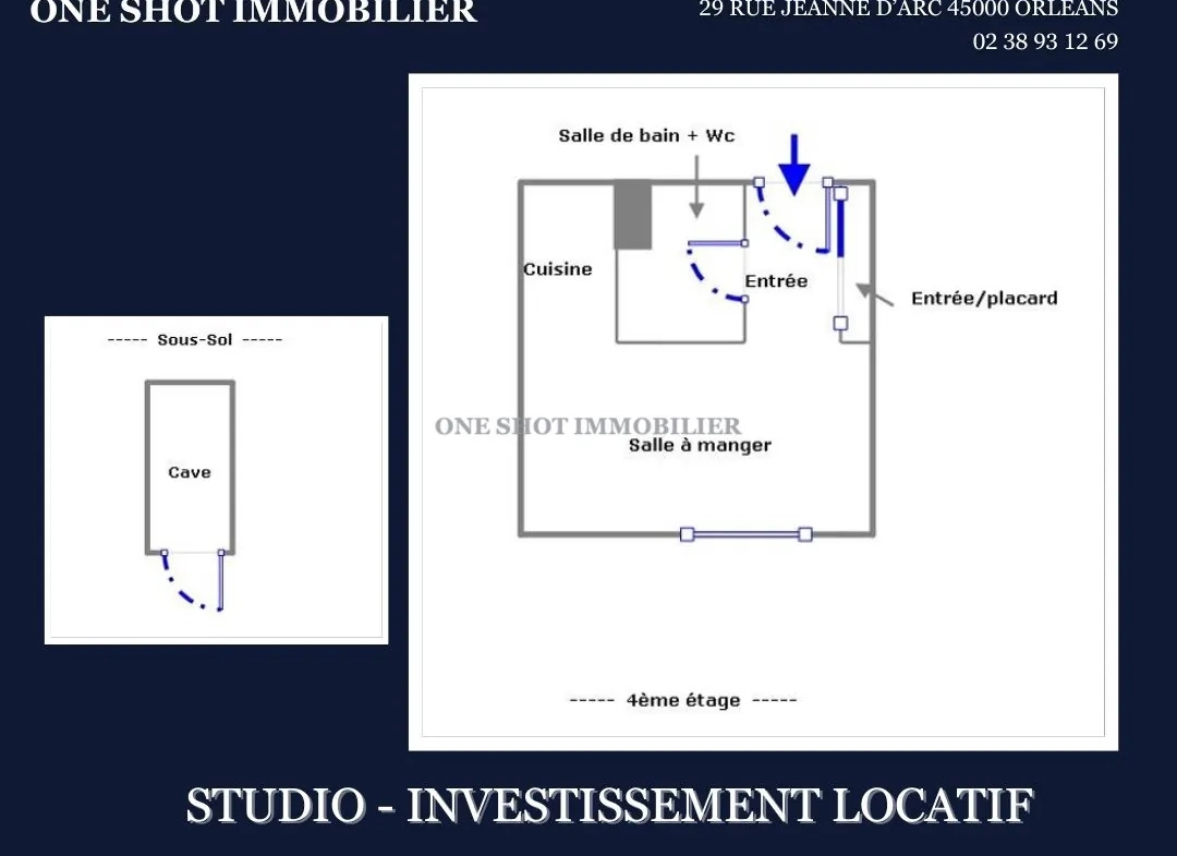 Studio loué de 27 m² à Orléans Sud - Opportunité d'investissement 