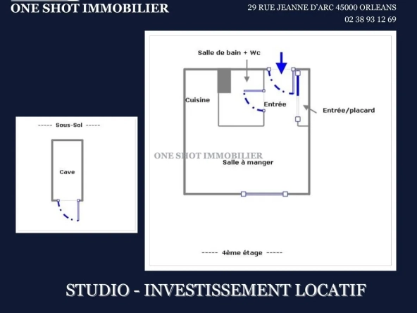 Studio loué de 27 m² à Orléans Sud - Opportunité d'investissement