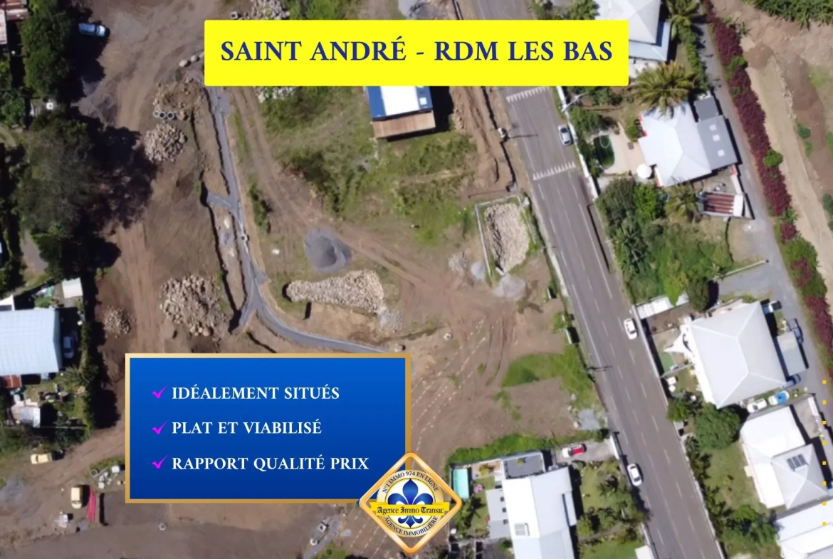 Terrain constructible de 355 m² à Saint André dans un lotissement sécurisé 