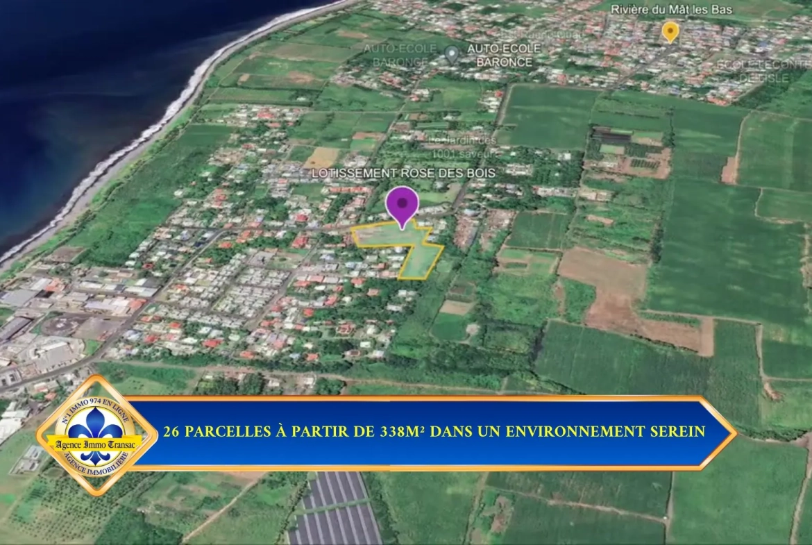 Terrain constructible de 355 m² à Saint André dans un lotissement sécurisé 