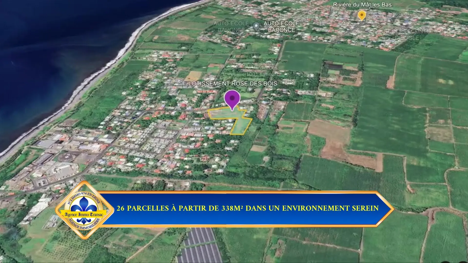 Terrain constructible de 355 m² à Saint André dans un lotissement sécurisé 