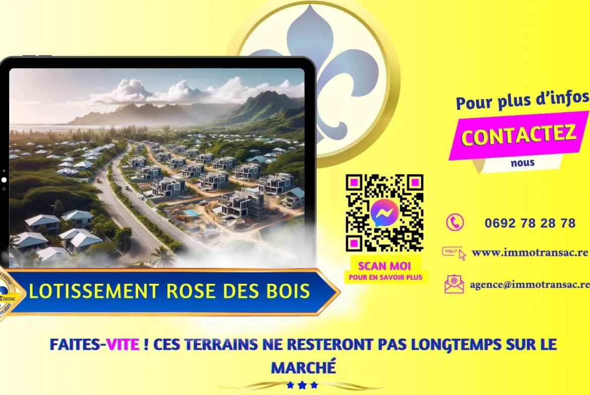Terrain constructible de 355 m² à Saint André dans un lotissement sécurisé 