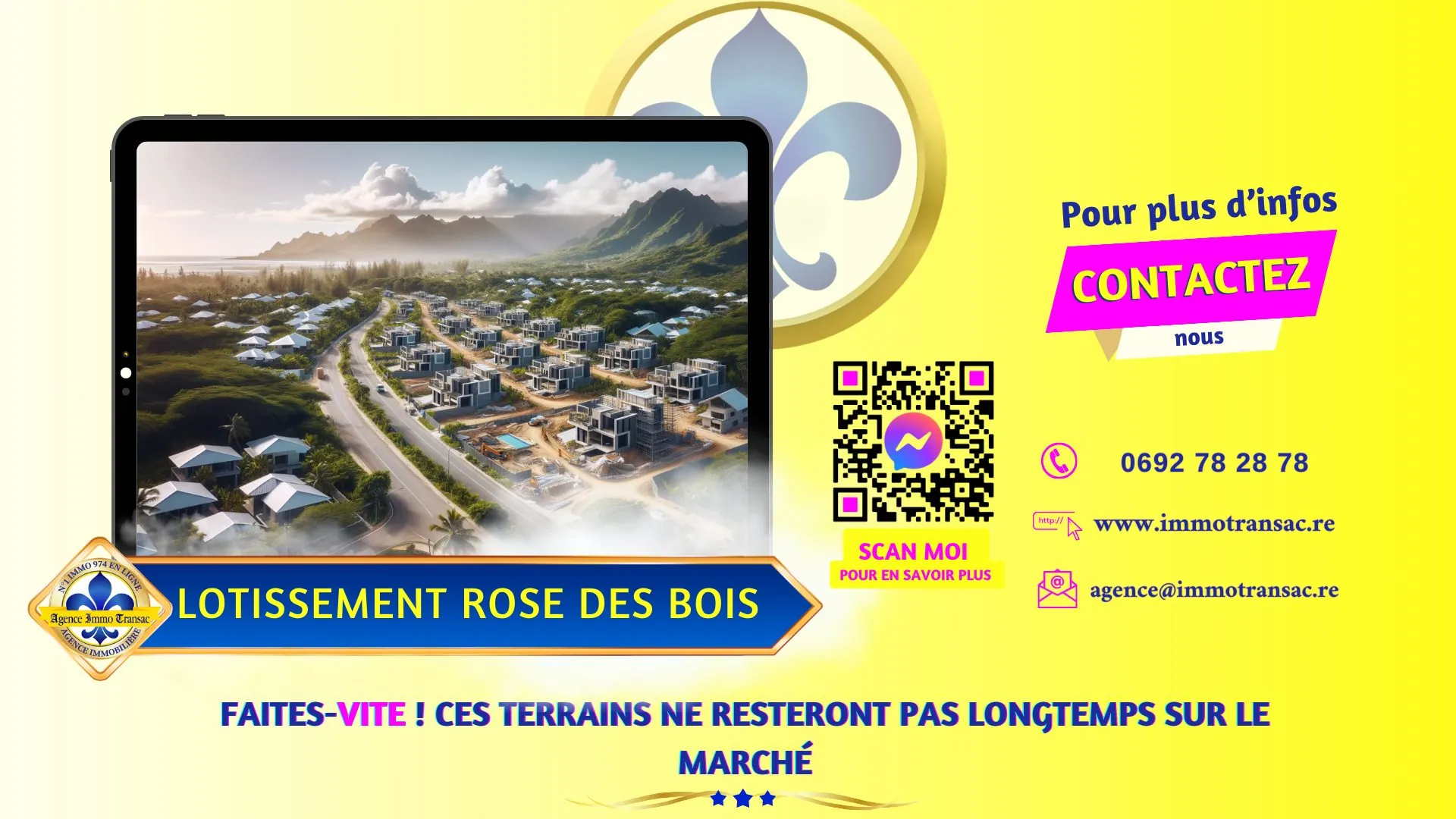 Terrain constructible de 355 m² à Saint André dans un lotissement sécurisé 