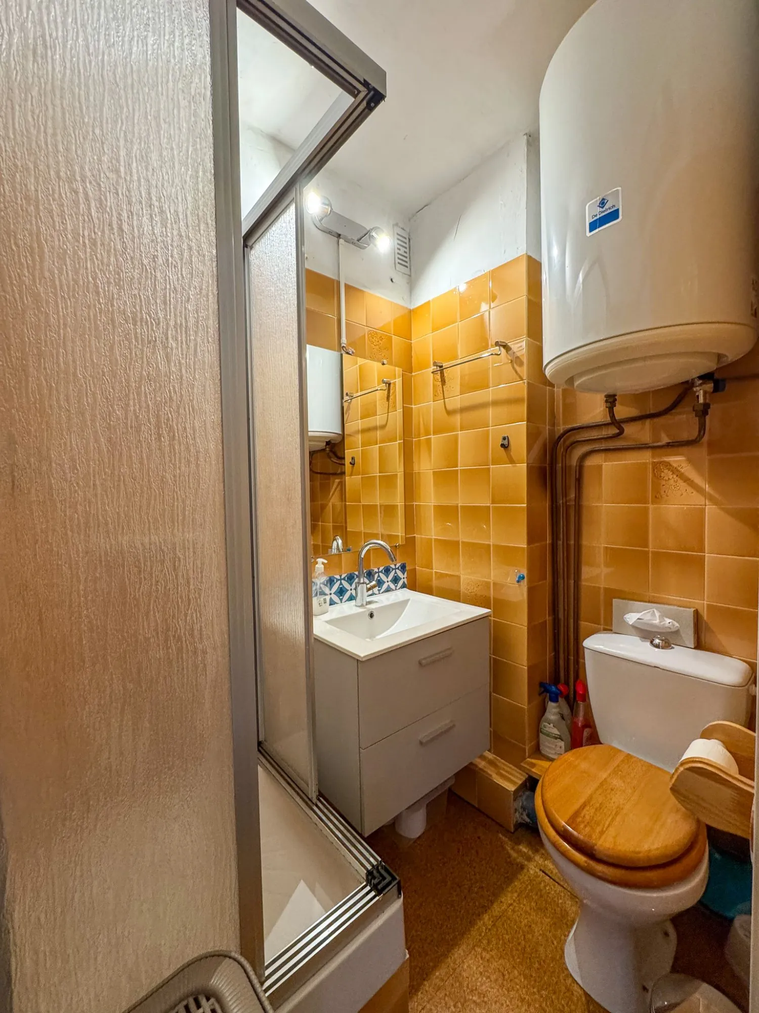 Salle d'eau avec WC Studio rénové avec vue sur la montagne à Auron, calme et garage inclus 