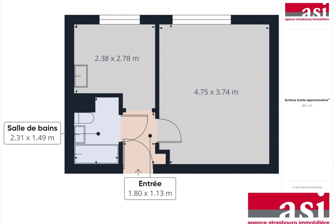 Vente d'un appartement 1 pièce de 31m² avec cave et parking à Strasbourg Neudorf 