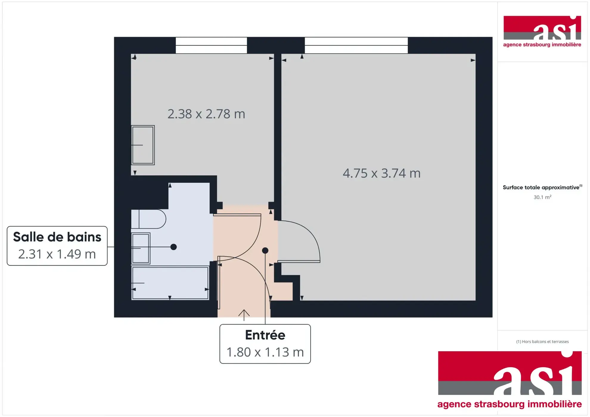 Vente d'un appartement 1 pièce de 31m² avec cave et parking à Strasbourg Neudorf 