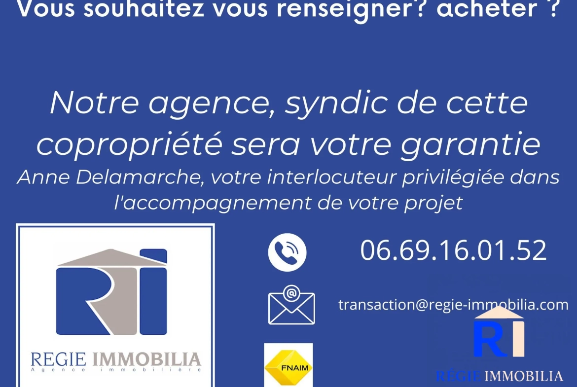 Un seul contact Appartement T3 lumineux avec balcon et vue à Grenoble 