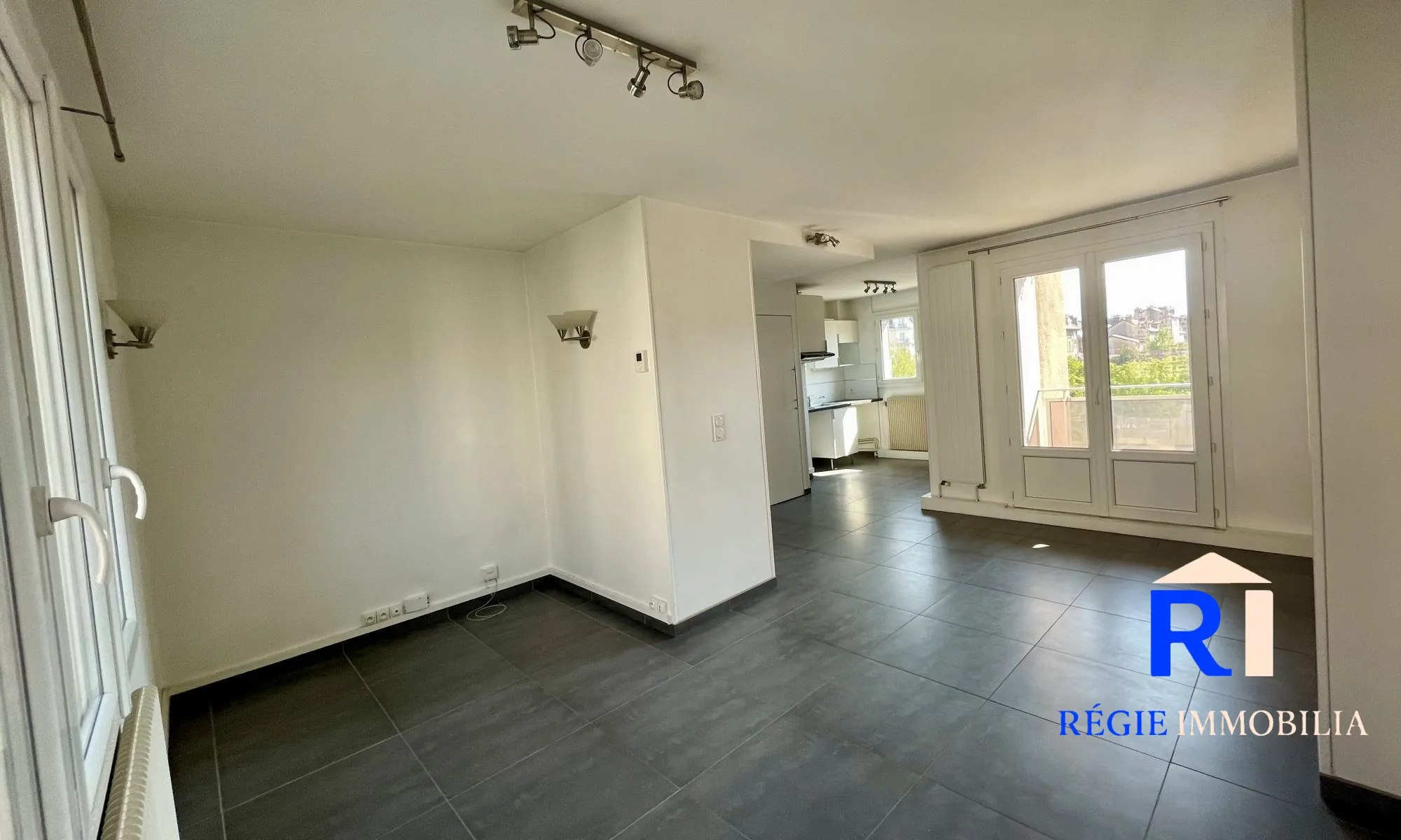 Séjour ouvert sur la cuisine Appartement T3 lumineux avec balcon et vue à Grenoble 