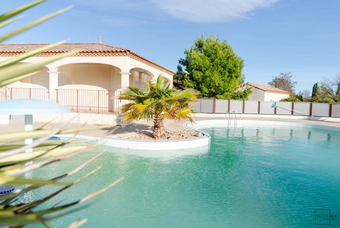Pavillon 4 pièces climatisé avec jardin et garage à Homps, village charmant 