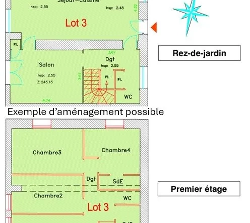 Plateau en duplex à rénover avec terrain à Vonnas ou Bourg en Bresse