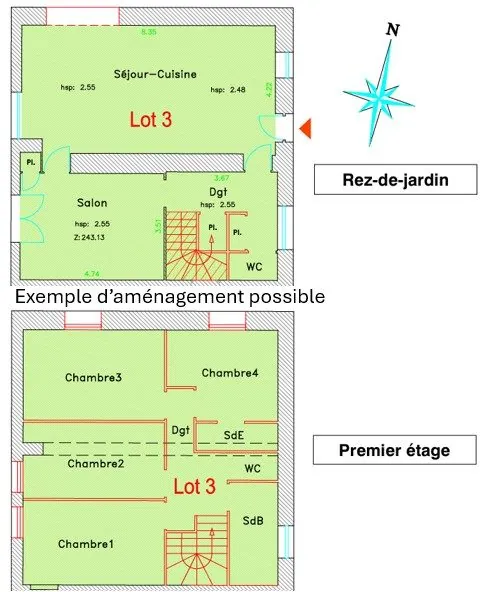 Plateau en duplex à rénover avec terrain à Vonnas ou Bourg en Bresse 