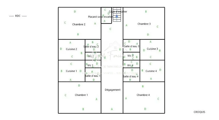 Plan 1 rez-de-chaussée Magnifique maison ancienne de 210 m² avec 8 chambres à La Roche-Posay 
