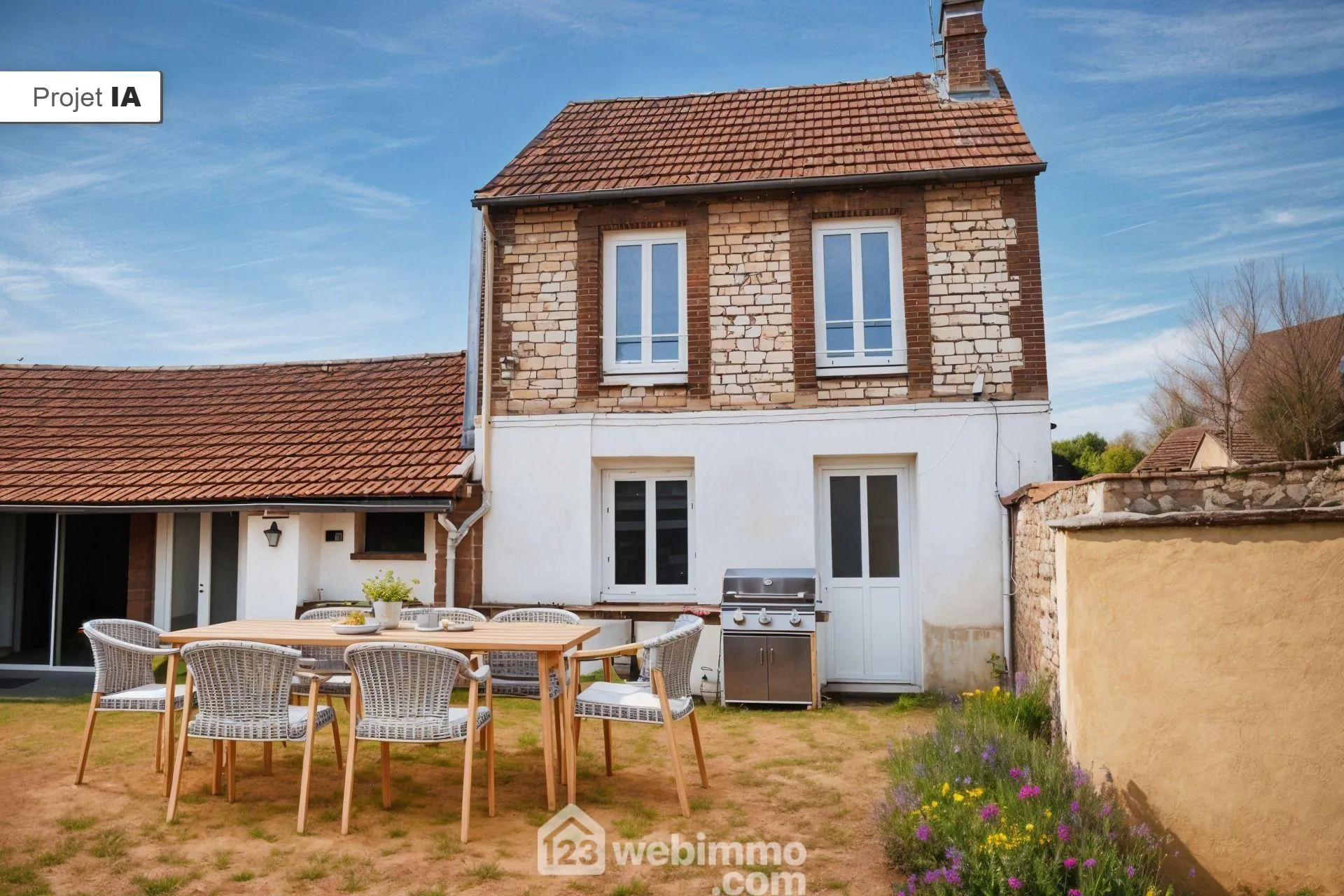 Maison à rafraîchir de 86 m² à Incarville avec 3 chambres et jardin clos 