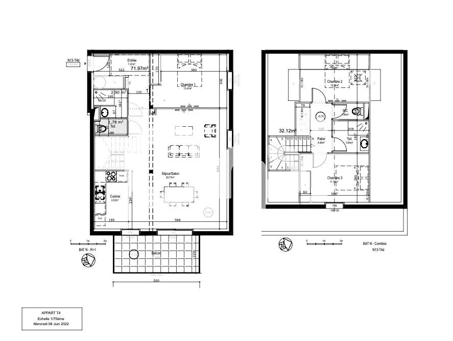 Appartement duplex neuf à Idron avec terrasse et parking, performance énergétique A 