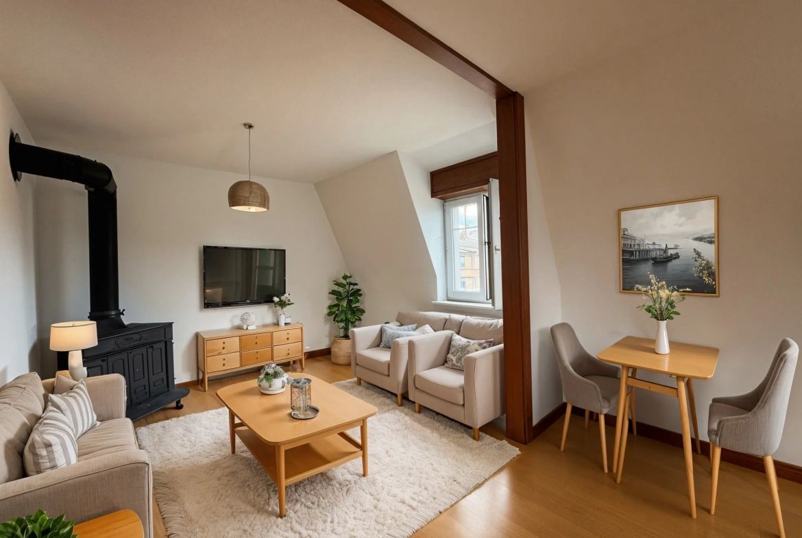 Appartement duplex à rénover à St Louis – 76 m², 2 chambres, grand jardin commun 