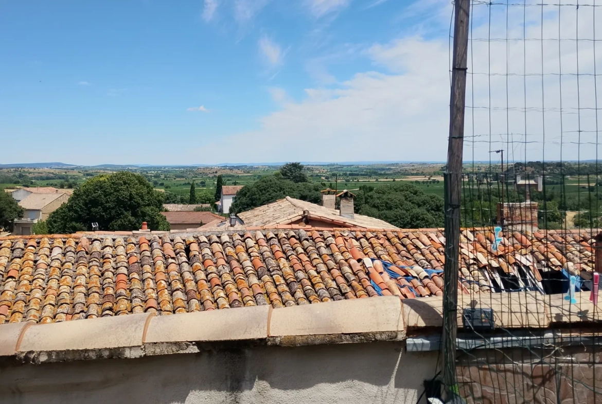 Maison de village avec deux appartements et grand garage à Puissalicon 