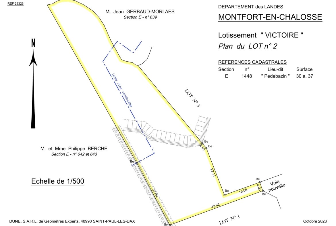 Terrain à Montfort en Chalosse de 2536 m² à vendre à 59 000 euros 