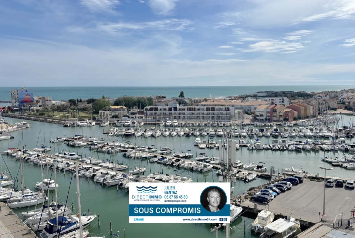 Studio cabine avec vue sur le port, la mer et les étangs à Carnon-Plage 