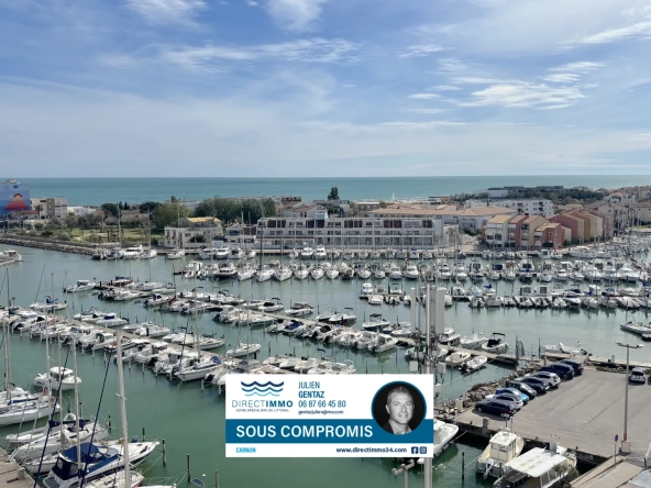 Studio cabine avec vue sur le port, la mer et les étangs à Carnon-Plage