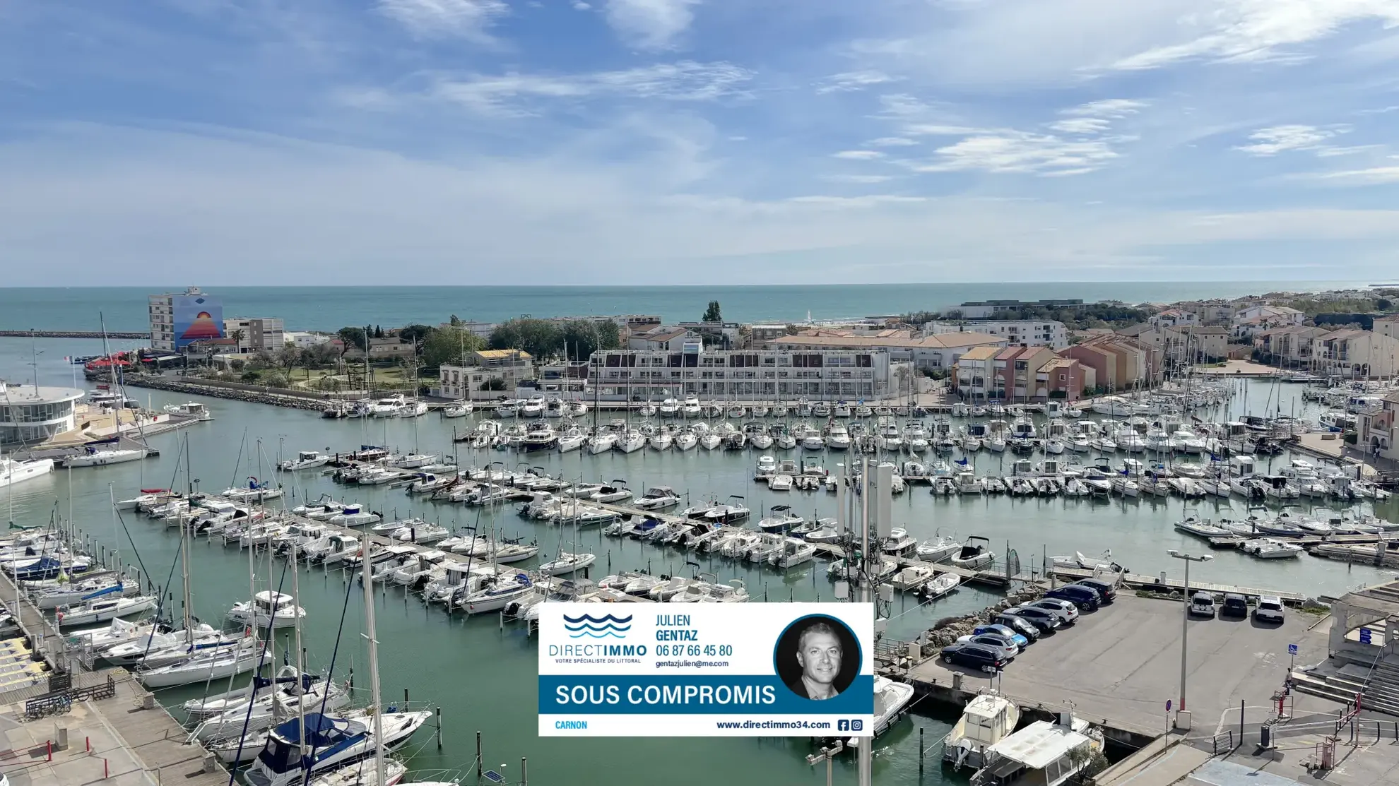Studio cabine avec vue sur le port, la mer et les étangs à Carnon-Plage 