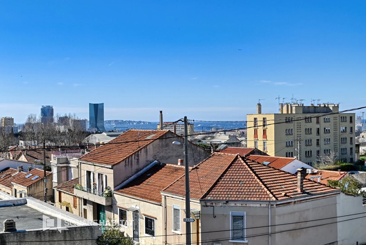 Appartement 3 pièces avec vue mer et Notre-Dame de la Garde à Marseille 