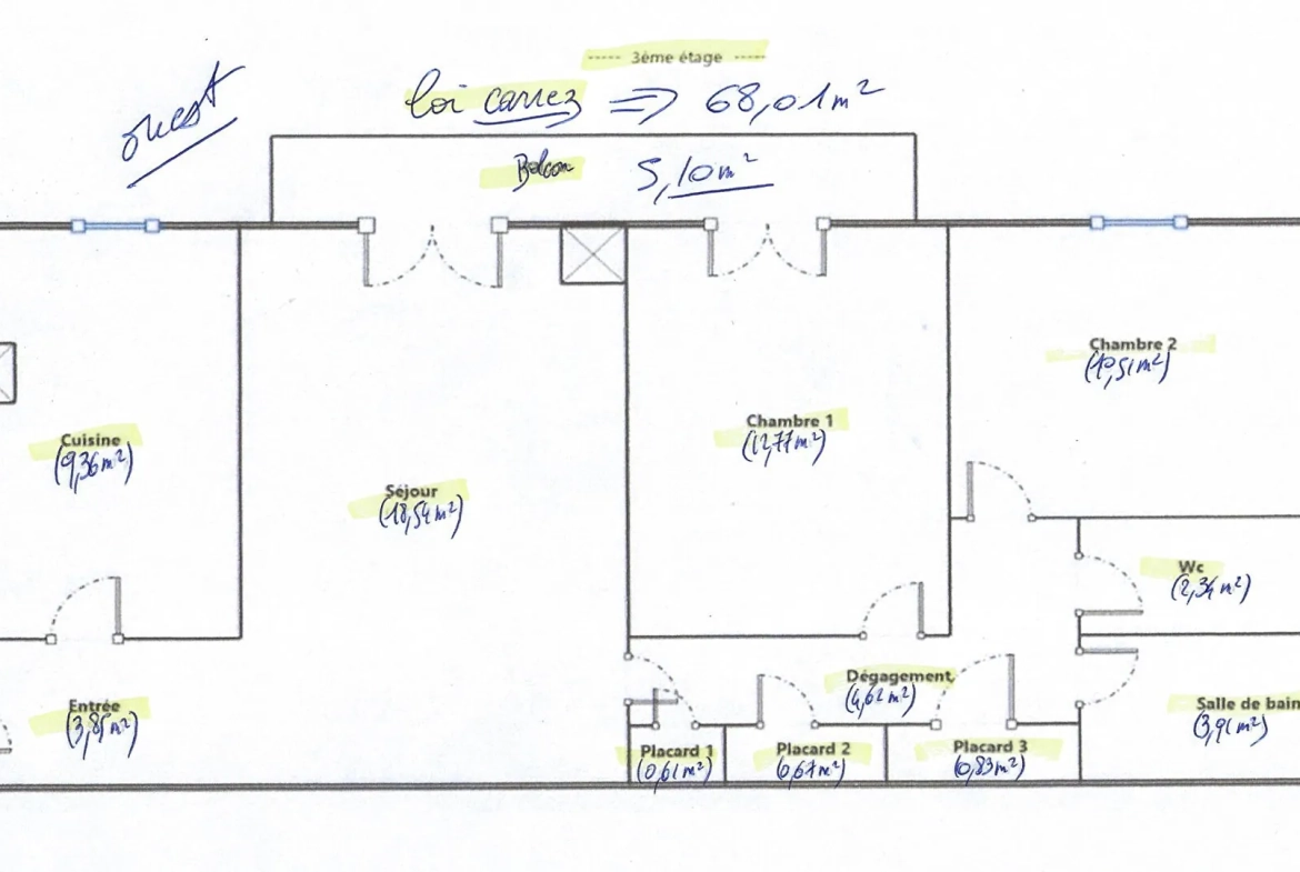 Appartement 3 pièces de 70 m² à Anglet Bernain avec balcon et cave 