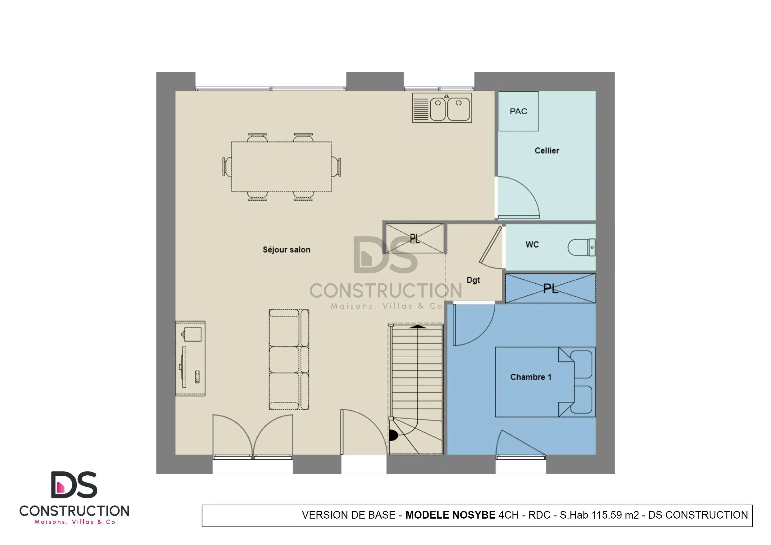 Maison Nosybe 115 m² à étage à Iteuil, design compact et moderne 