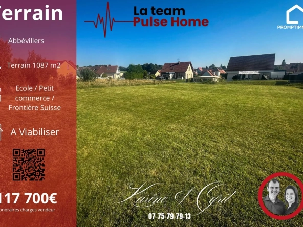 Terrain constructible de 1087 m² à Abbévillers, proche de la Suisse