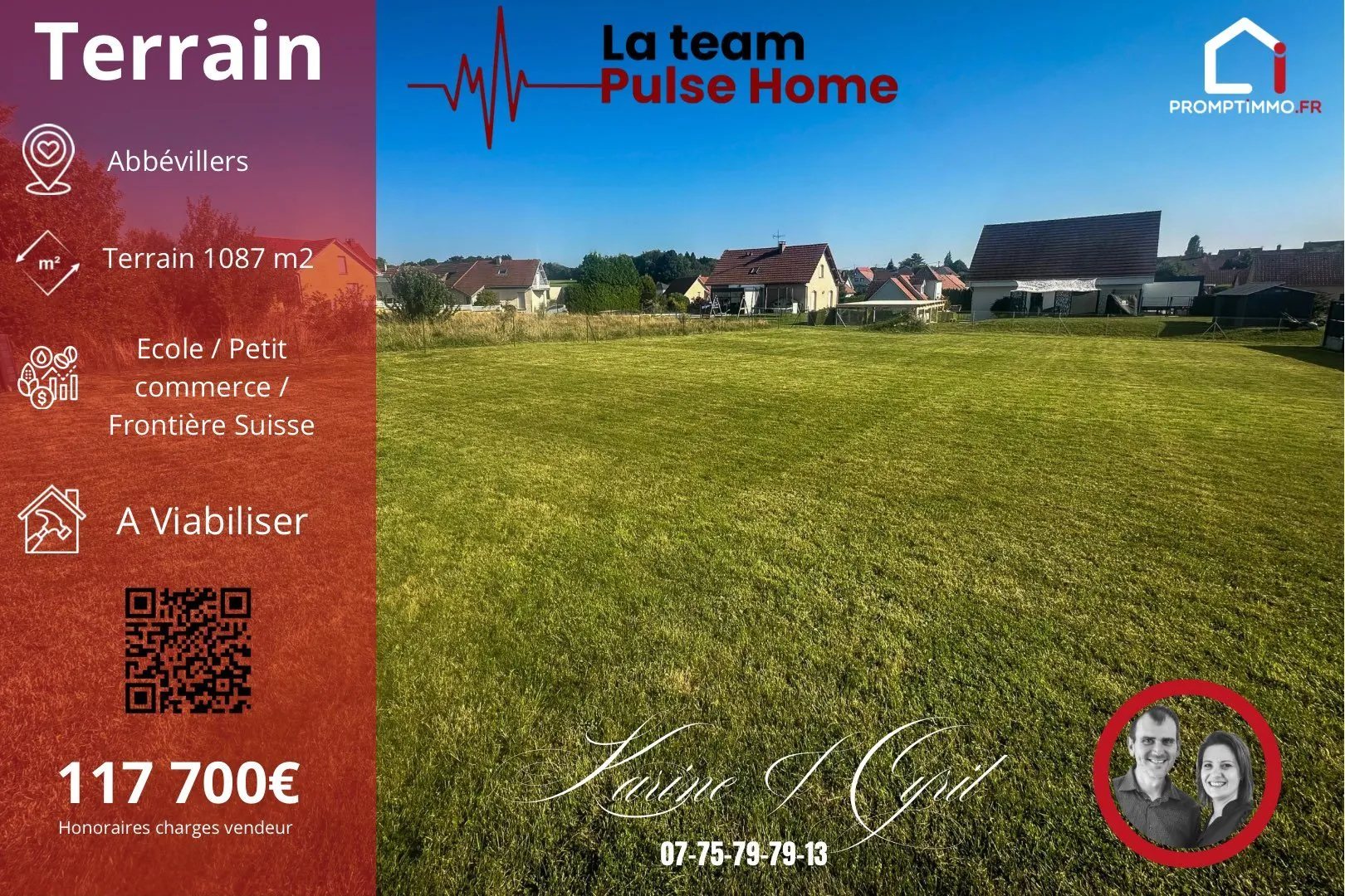 Terrain constructible de 1087 m² à Abbévillers, proche de la Suisse 