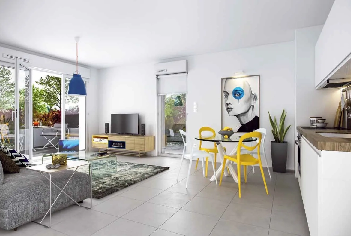 Vente appartement 3 pièces avec jardin, parking à Montpellier proche tramway et ZAC des Grisettes 