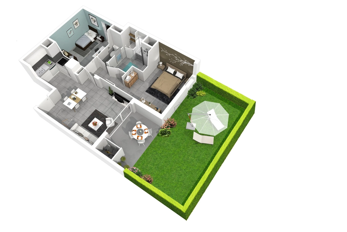 Vente appartement 3 pièces avec jardin, parking à Montpellier proche tramway et ZAC des Grisettes 
