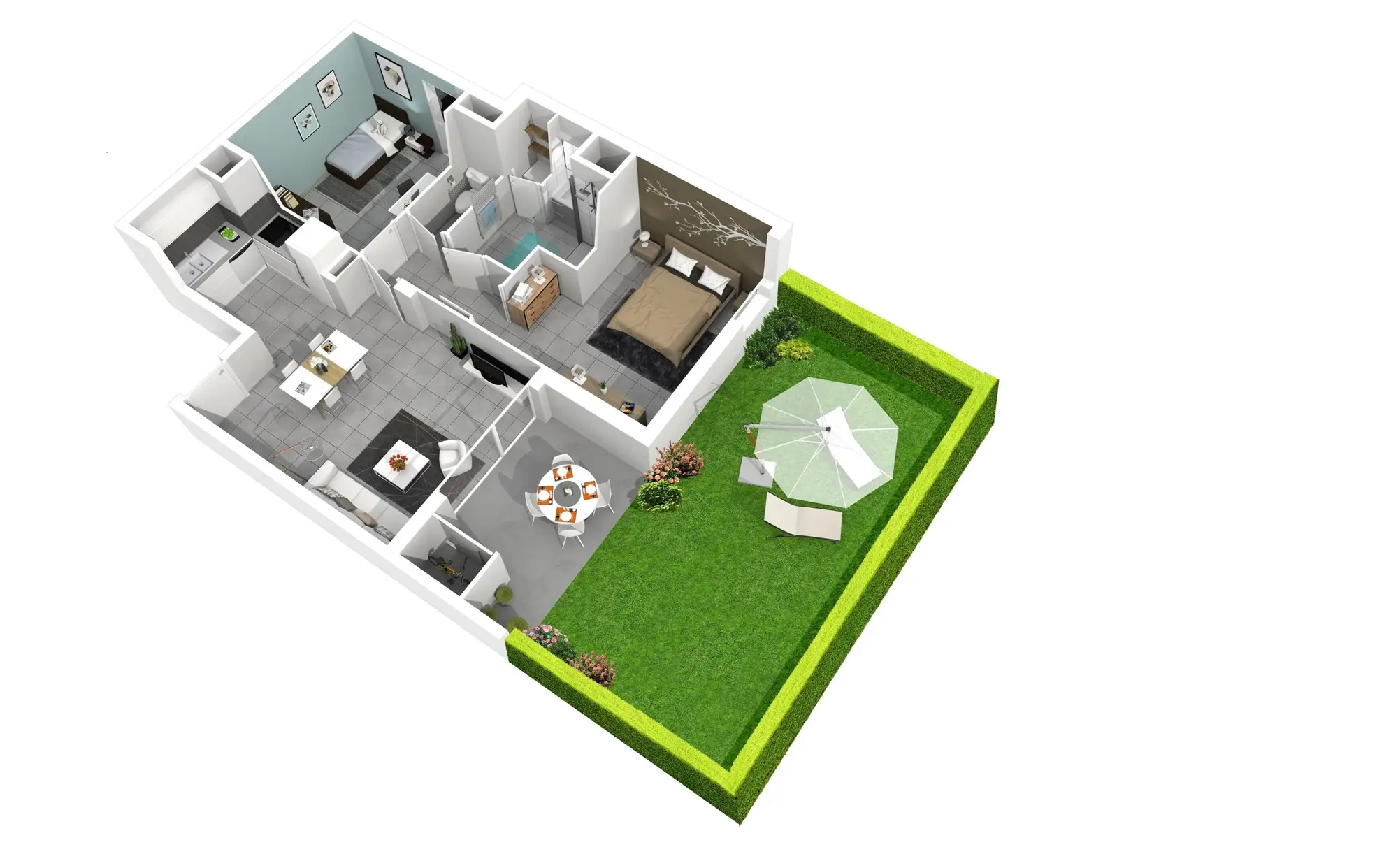 Vente appartement 3 pièces avec jardin, parking à Montpellier proche tramway et ZAC des Grisettes 