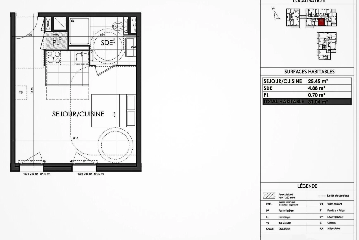 Appartement T1 de 31 m² à Rennes, lumineux et idéal pour investissement 