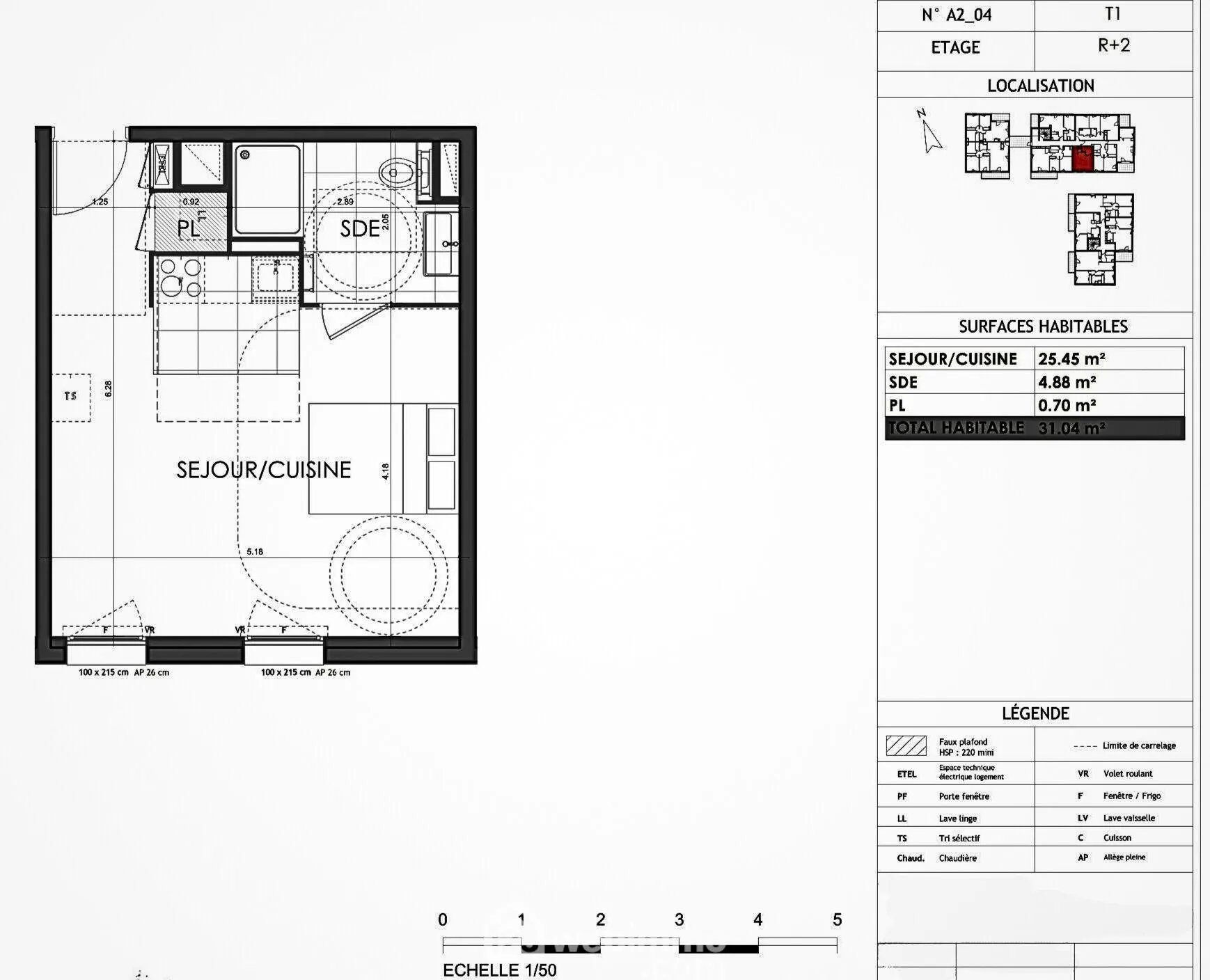 Appartement T1 de 31 m² à Rennes, lumineux et idéal pour investissement 
