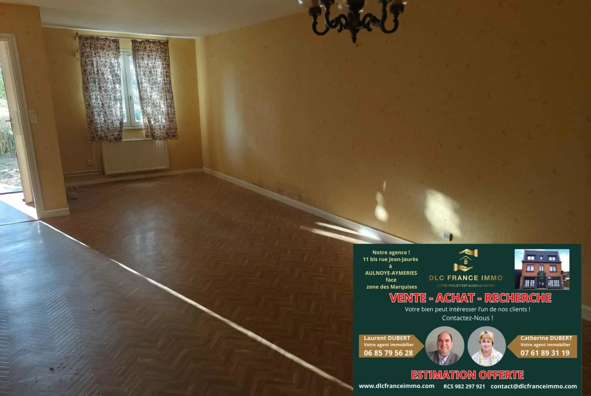Maison à rénover avec potentiel à Aulnoye-Aymeries - 93 m², 3 chambres, jardin, garage 