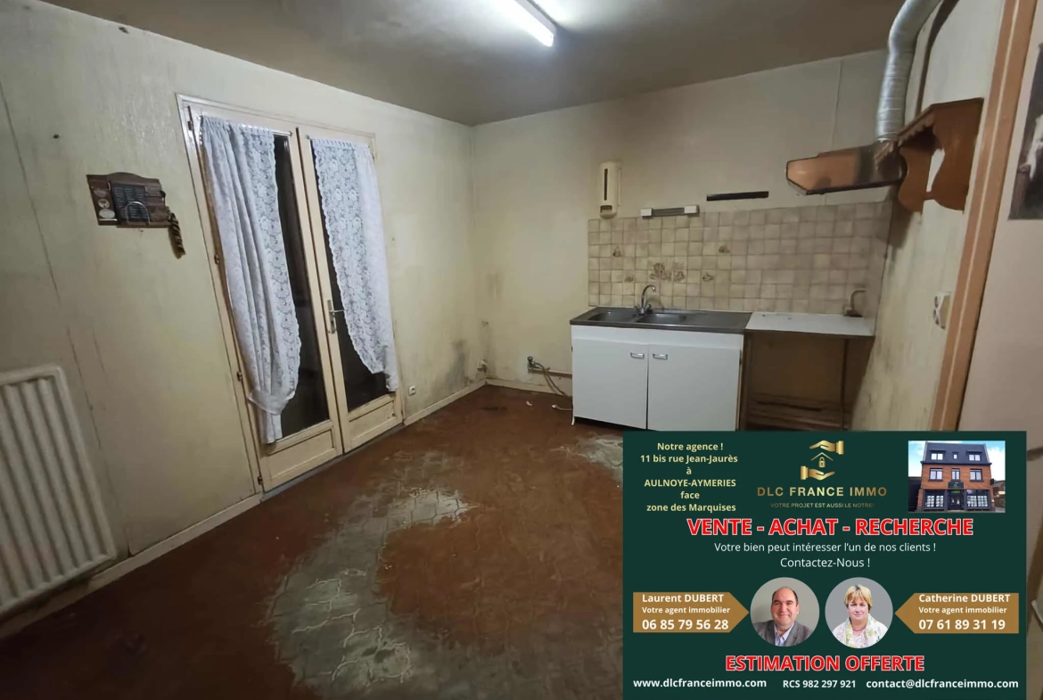Maison à rénover avec potentiel à Aulnoye-Aymeries - 93 m², 3 chambres, jardin, garage 