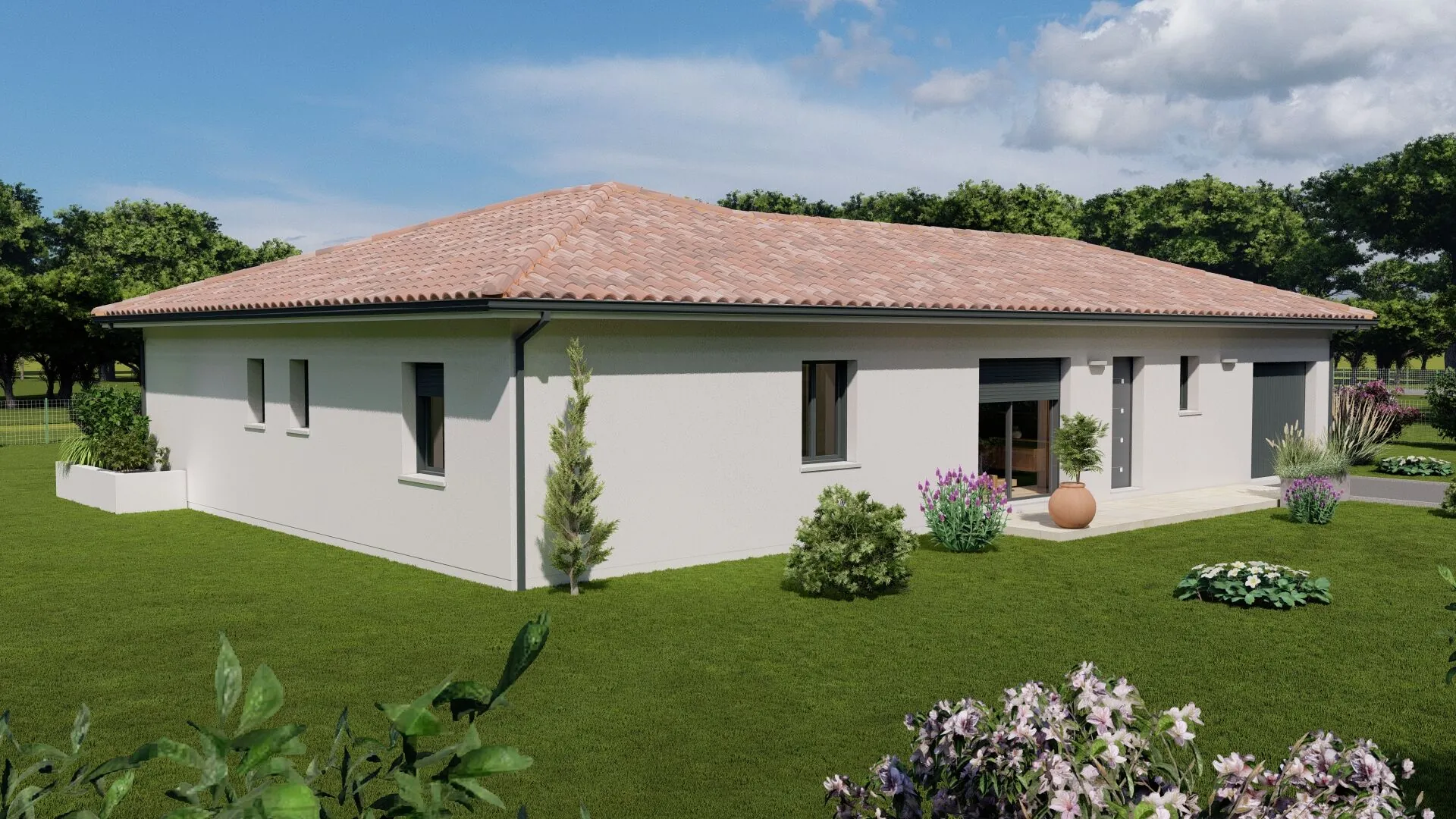 Maison neuve familiale avec terrasse couverte et garage à Castets 