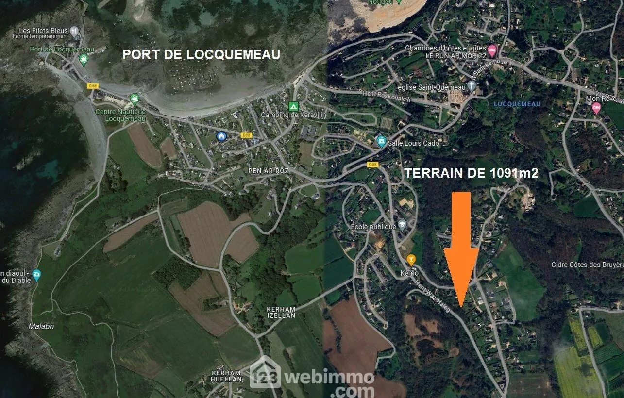 Terrain constructible de 1091 m² à vendre à Trédrez-Locquémeau – Emplacement idéal proche de la mer 