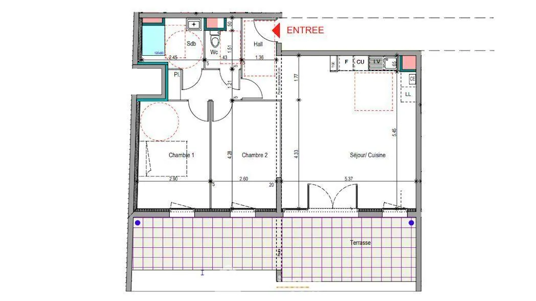 Appartement T2 de 51 m² avec terrasse à Istres - Résidence sécurisée 