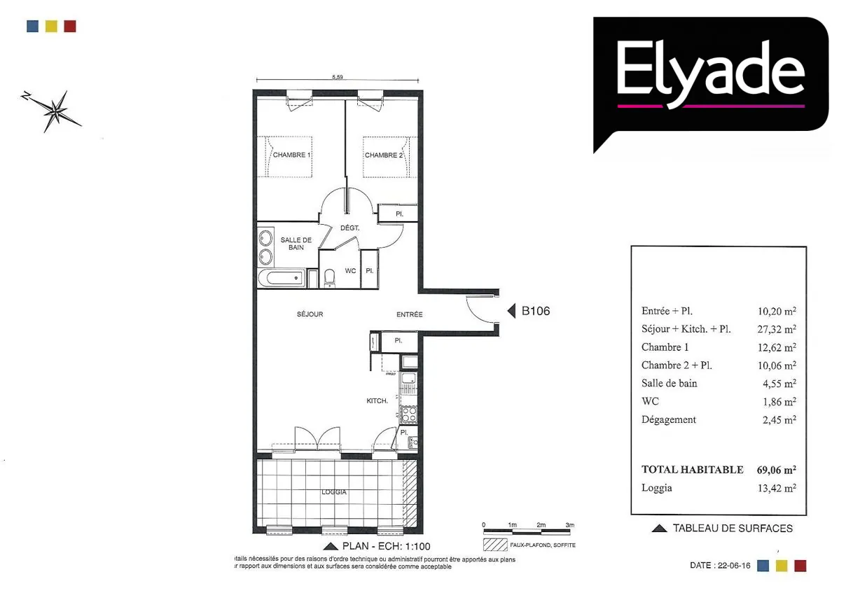 A vendre appartement T3 récent de 69 m² à Tournefeuille avec balcon et parking 