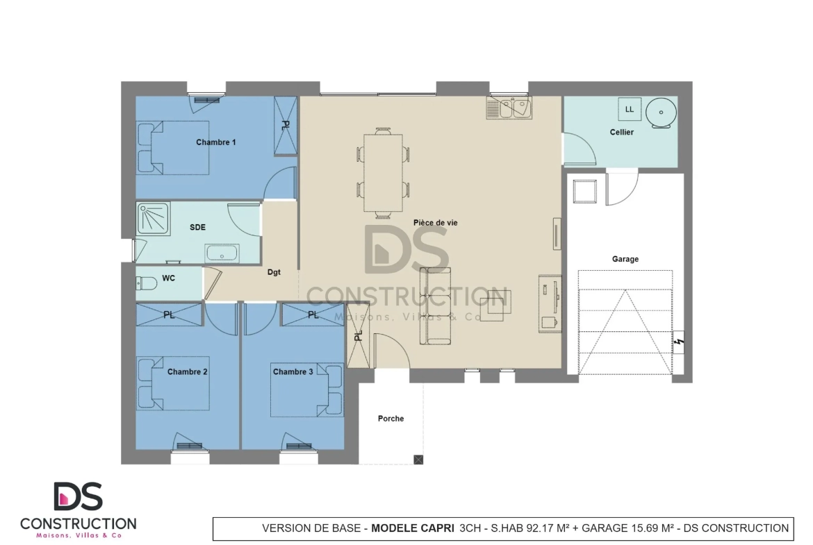 Maison neuve Capri de 92 m² à Thuré avec 3 chambres, design moderne et prestations haut de gamme 