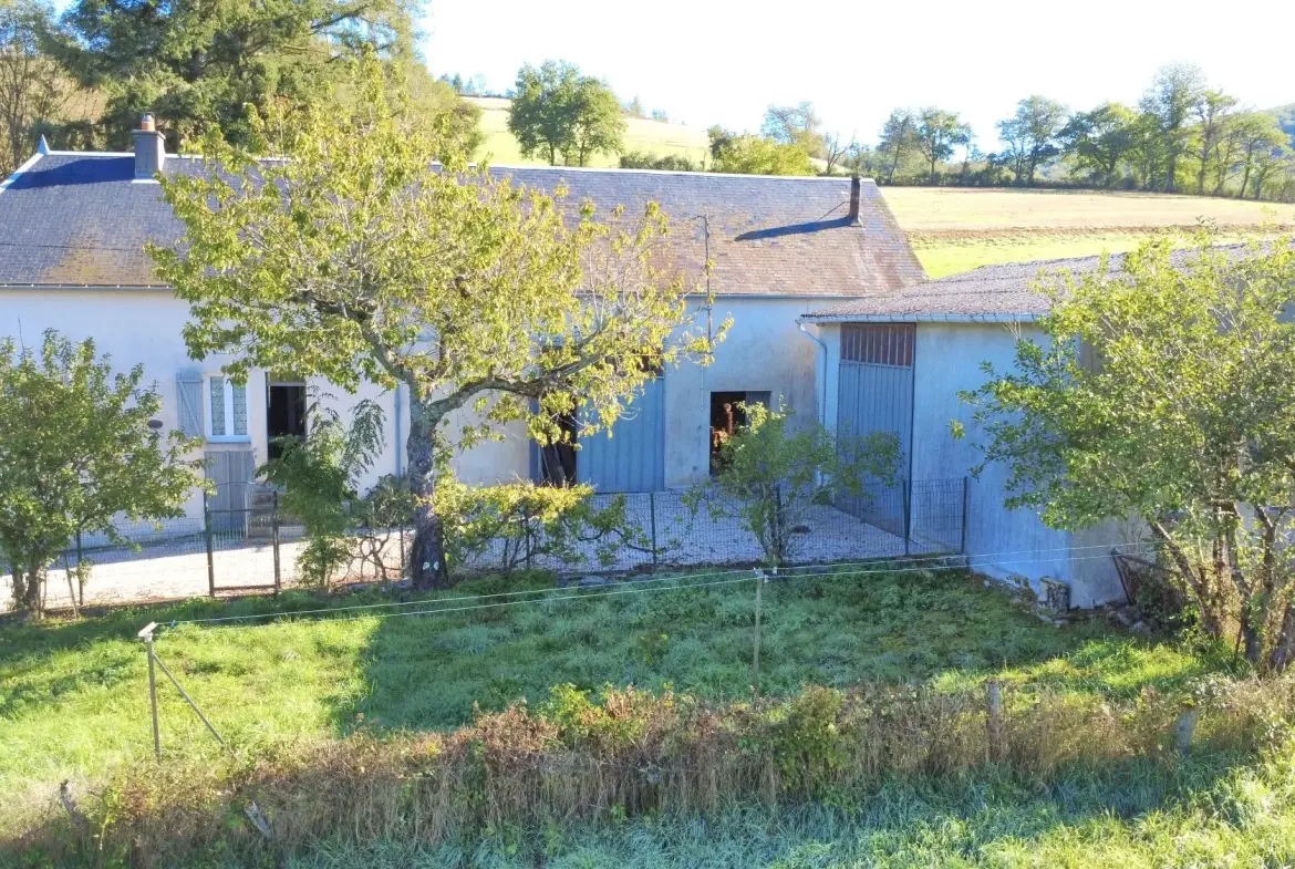 Longère avec grand terrain, dépendances et hangar lumineux à Cussy-en-Morvan 