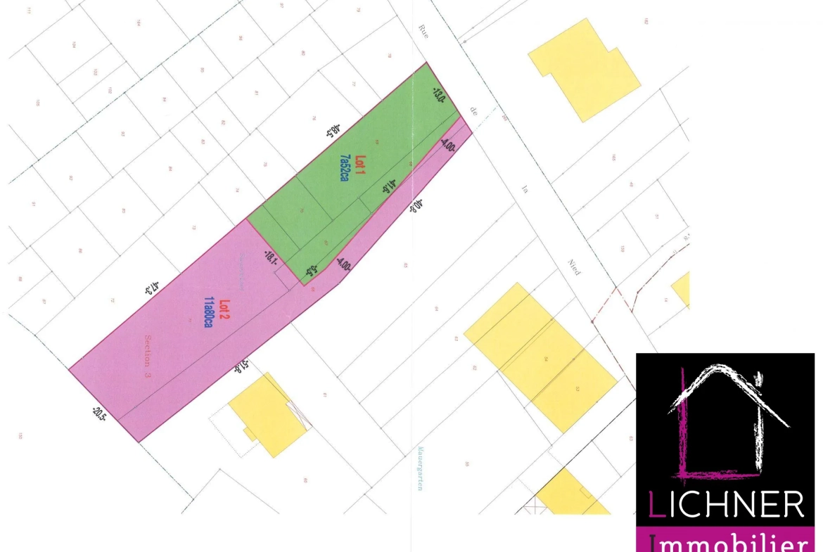 Terrain constructible plat de 19,30 ares à Altviller en Moselle-Est 