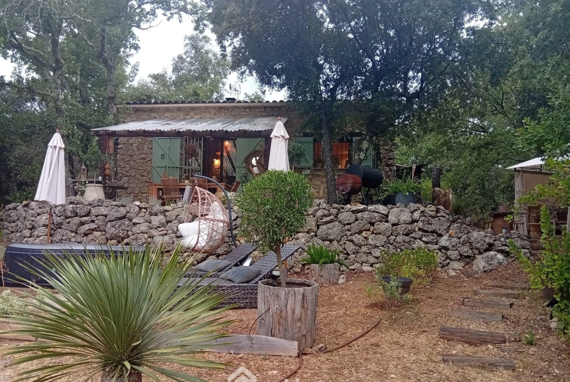 Cabanon en pierres autonome à vendre à Saint Antonin du Var avec vue dégagée 